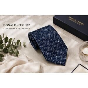Donald J Trump Signature Collection Silk Tie Navy Geometric Business